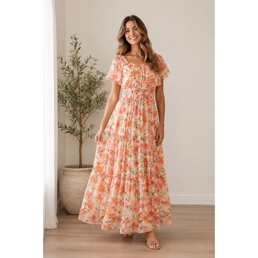 Chris McLaughlin Floral Maxi Dress 12 Whimsical Fairycore Cottagecore NWT